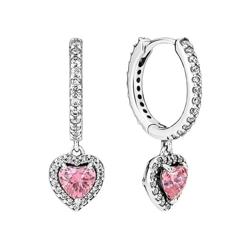 925 Sterling Silver Colored Zircon Love Women's Earrings Suitable for Original Design Charming Jewelry Gifts for Friends