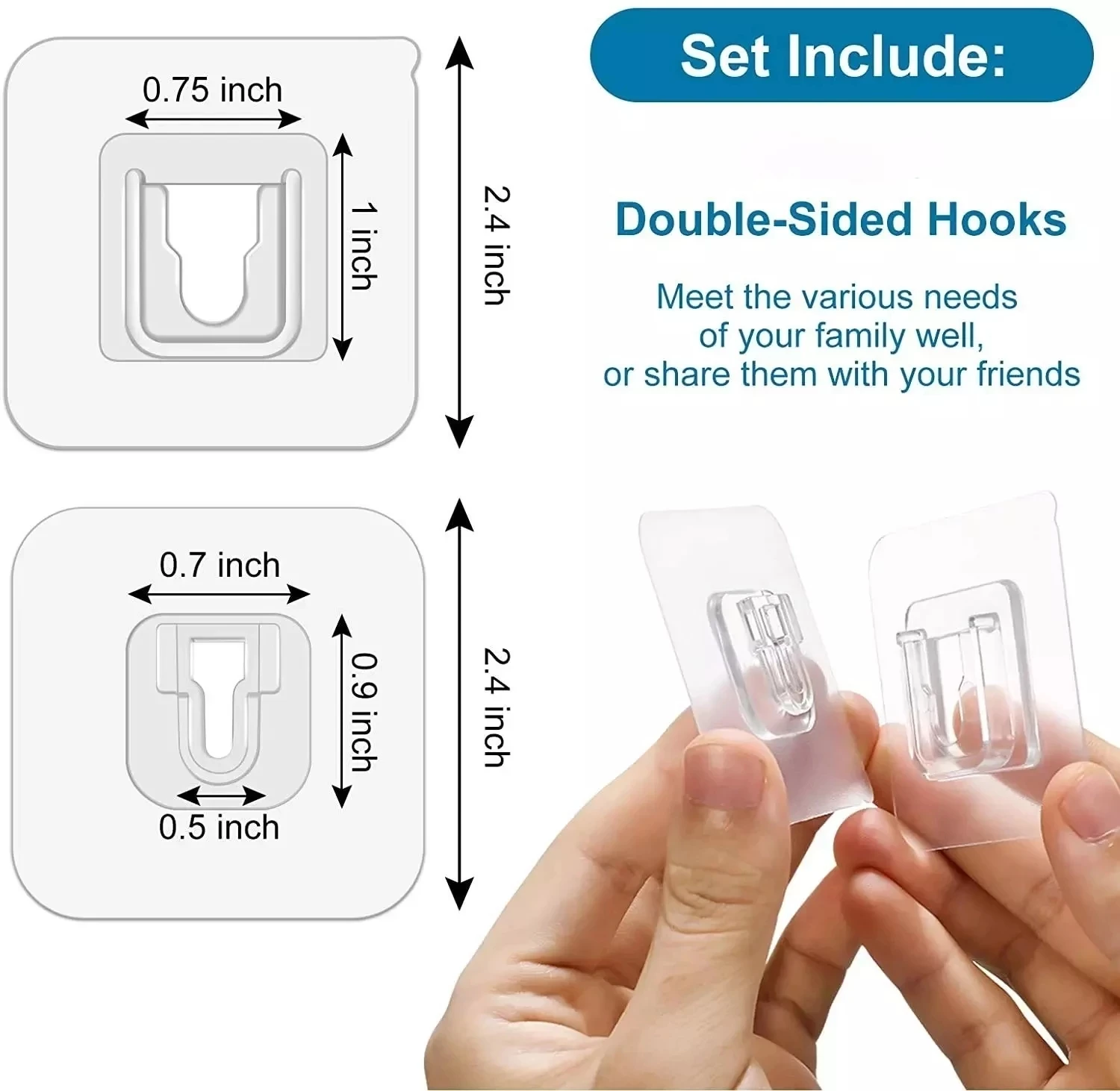 1/3/5/10 Pairs Double-Sided Adhesive Wall Hooks Hanger Strong