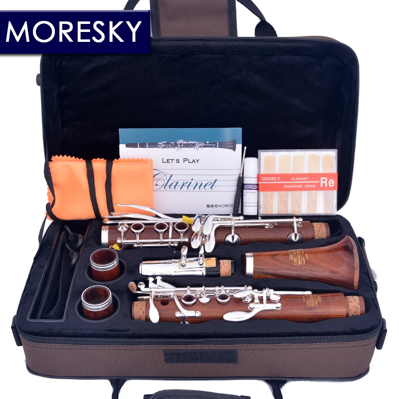 Red Wood Professional Clarinet 18 Keys Bb Rosewood Mopane Silvering Keys clarinet woodwind instrument clarinet and saxophone accessories