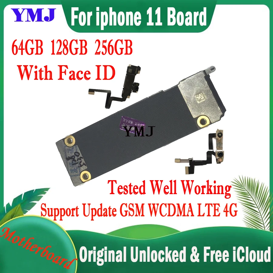 

Original Unlocked Mainboard For iPhone 11 Motherboard For iphone 11 Face ID Good Tested Supprt iOS Update Clean IMEI Logic Board