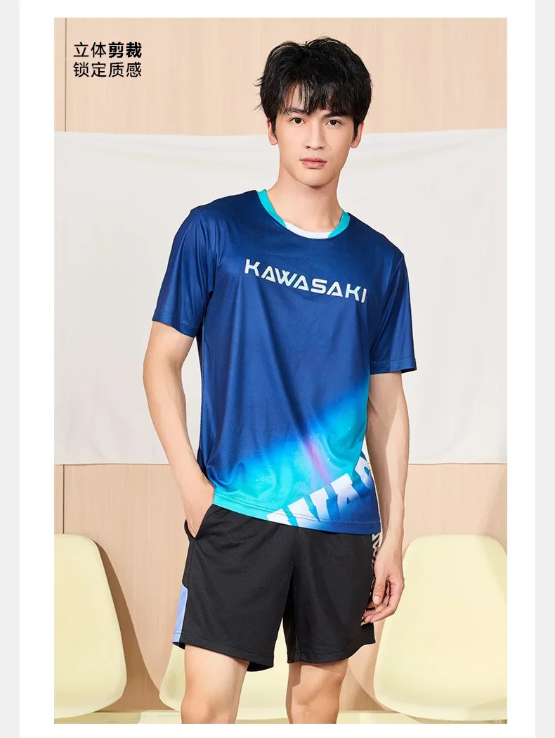 Badminton polo clothes, volleyball tennis suits,short sleeve men's women's quick dry competition t-shirts 3955