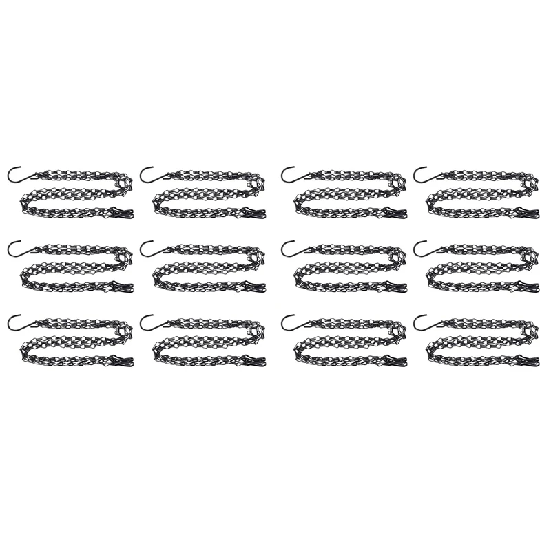 

12 Pack Hanging Chain, HEAVY DUTY 50Cm Hanging Flower Basket Replacement Chain -3 Point Garden Plant Hanger