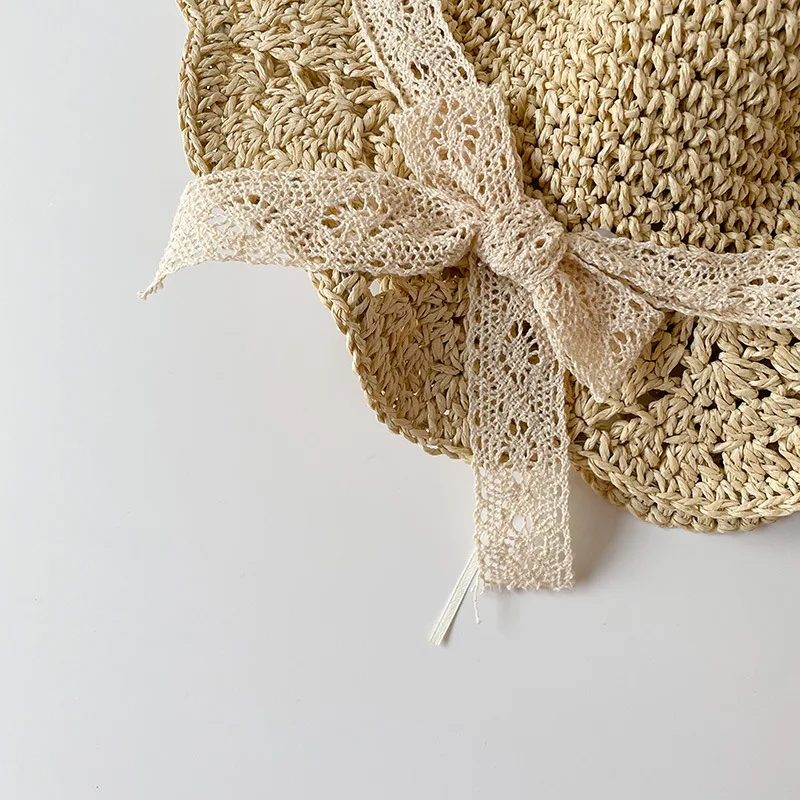 Kids Summer Hats Girls Sun Hat Sunshade Lace Straw Baby Girl Cap Girls Baby Sunscreen Beach Hat Outdoor