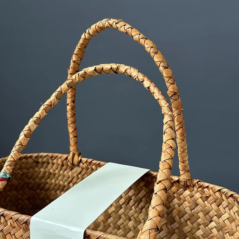 문학 레트로 숙녀 바구니 가방, 대나무 프린트 패브릭 핸드백, 피크닉 바구니 커버, Capa P Biblia