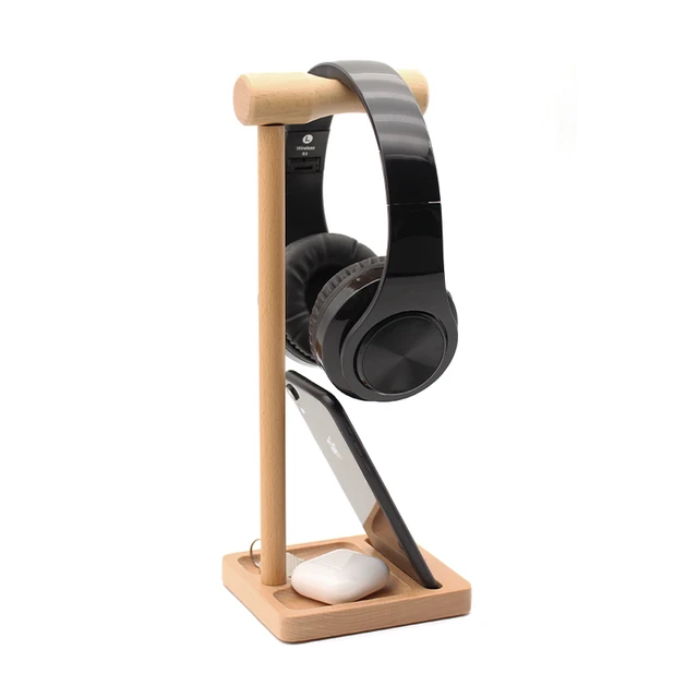 Multifunctional Wooden Earphones Stand Removable Headset Holder Hanger Hook  for Gaming Headset Stand Headphone Accessories