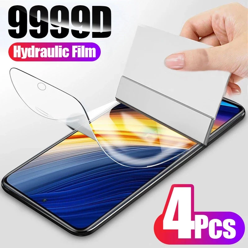 4pcs Full Cover Hydrogel Film For Xiaomi Poco F3 X3 Nfc X3 X4 M4 Pro Screen Protector For Poco