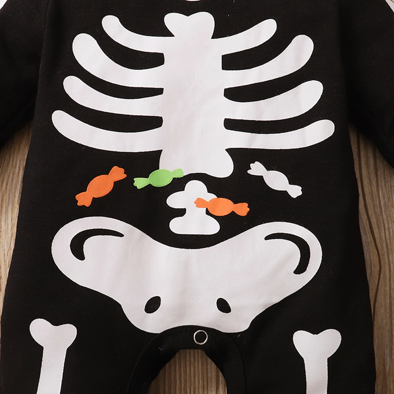 Halloween Newborn Baby Girls Boys Jumpsuit Toddler Skeleton & Candy Print Long Sleeve Round Neck Romper images - 6