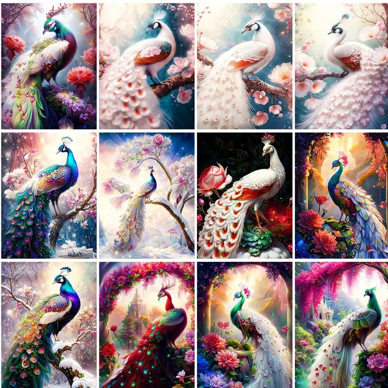 

GATYZTORY DIY Pictures By Number Peacock Kits Drawing On Canvas Painting By Numbers Animal Hand Painted Picture Art Gift Home De