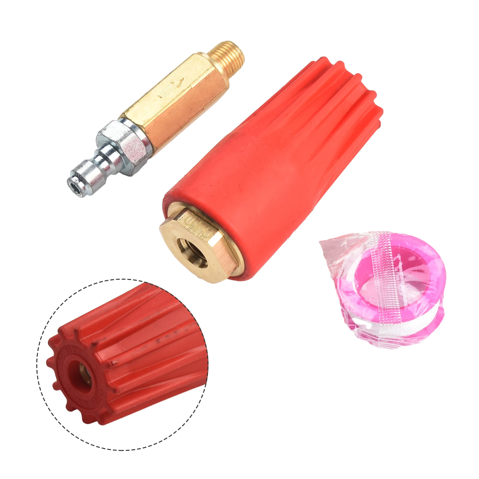 

360 Rotating Turbo Nozzle Sprayer With 1/4" Quick Connect 5100 PSI High Pressure Washer Cleaner Accessories Red