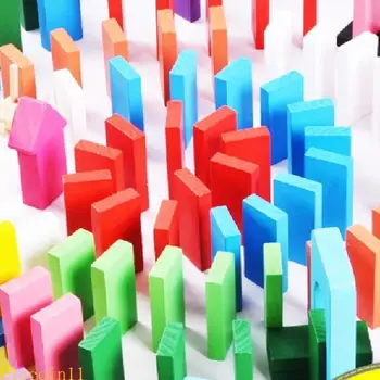 Y1UB Dominoes Set for Kids Blocks Colorful Dominos Tiles Building Stacking Racing Toy 1