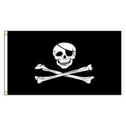 Large Skull and Crossbones Jolly Roger Pirate Flag - 90x150cm - 60 x 90cm (WHITE)