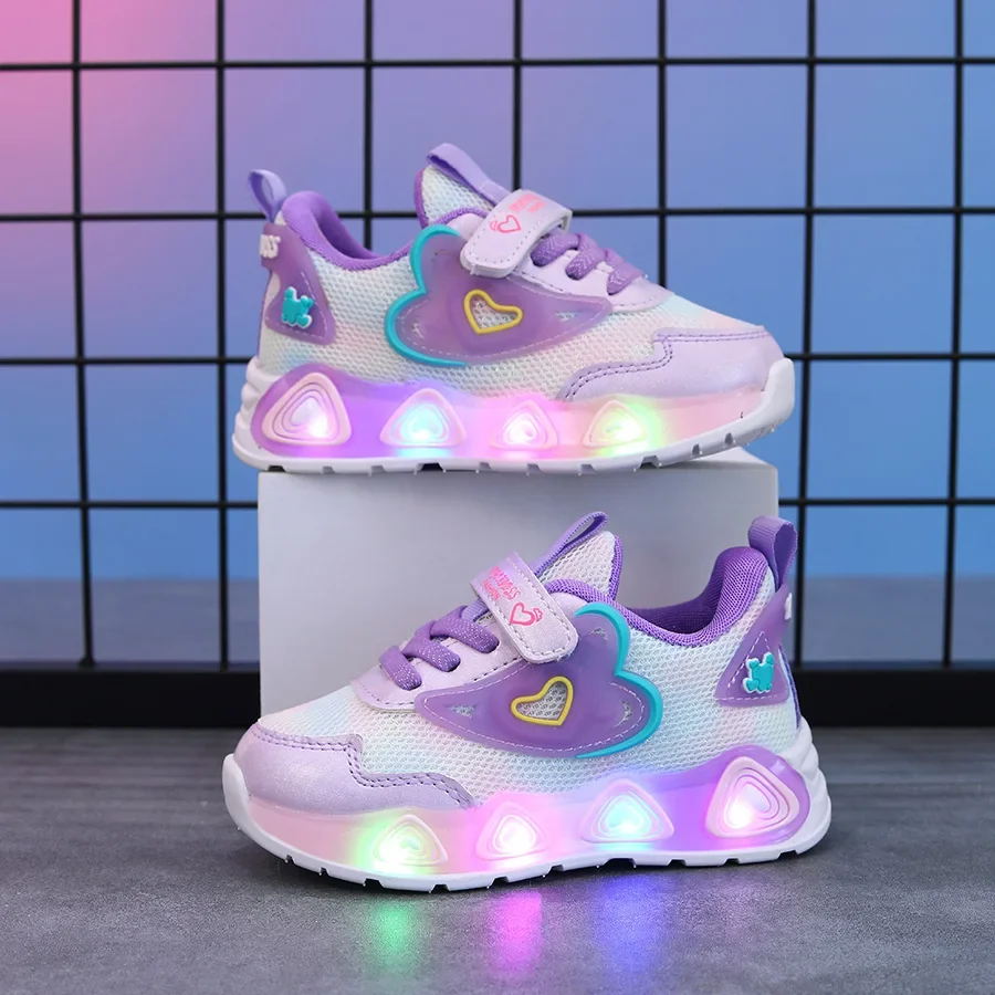 New Children's Sneakers LED Light Illuminated Children's Shoes Boys and Girls Mesh Breathable Casual Sports Shoes 1-6 Year Old 4