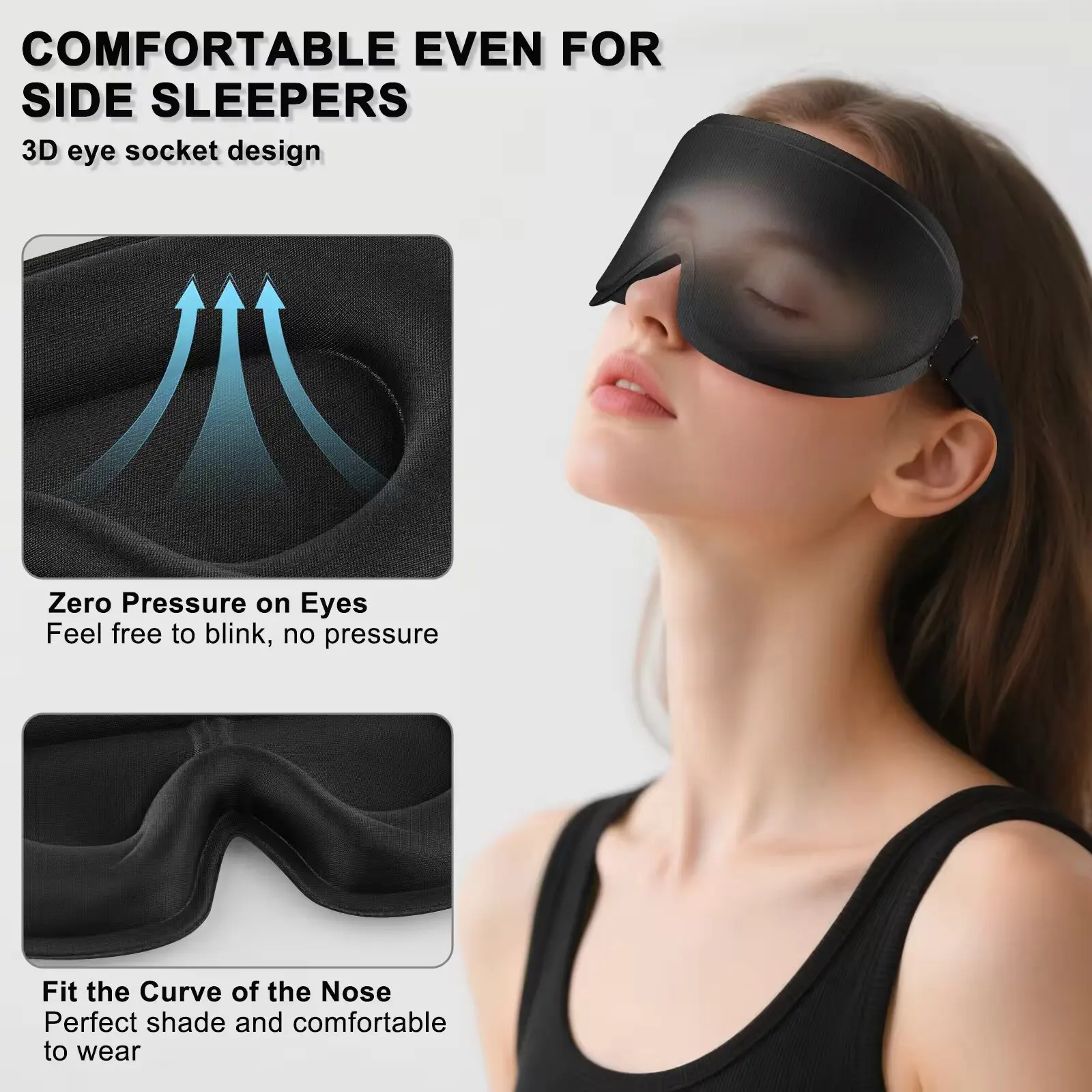 Luxurious 3D Blackout Sleep Mask – Ultra-Soft, Breathable & Adjustable for Ultimate Comfort