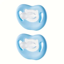 Gentle Silicone Baby Pacifier with Thumb Nipple - Newborn Soothing Essential (2pcs - Blue)