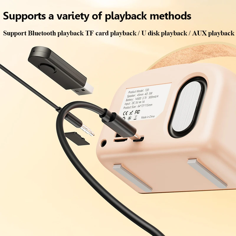 Mini Vintage Bluetooth Speaker Wireless Hifi Sound Bluetooth Soundbar Handsfree Call MP3 Music Player Support TF Card USB AUX