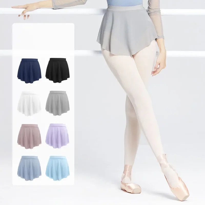Woman Ballet Skirt A Side Split Short Dance Skirt Soft Mesh Elastic for Woman Ballet Tutu ballet skirts