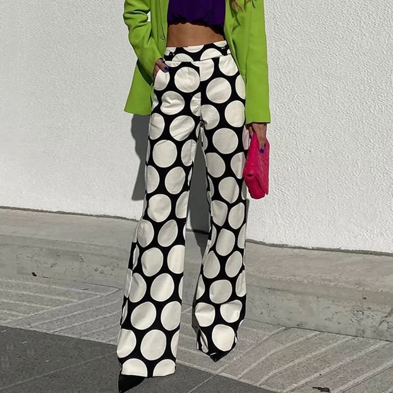 Missuoo Adult Female 2023 New Polka Dot Printed Wide Leg Pants Spring and Summer High Waisted Loose Casual Trousers for Women 2023 molten new volleyball ball 1500 size 5 match volleyball training handball for students adult and teenager