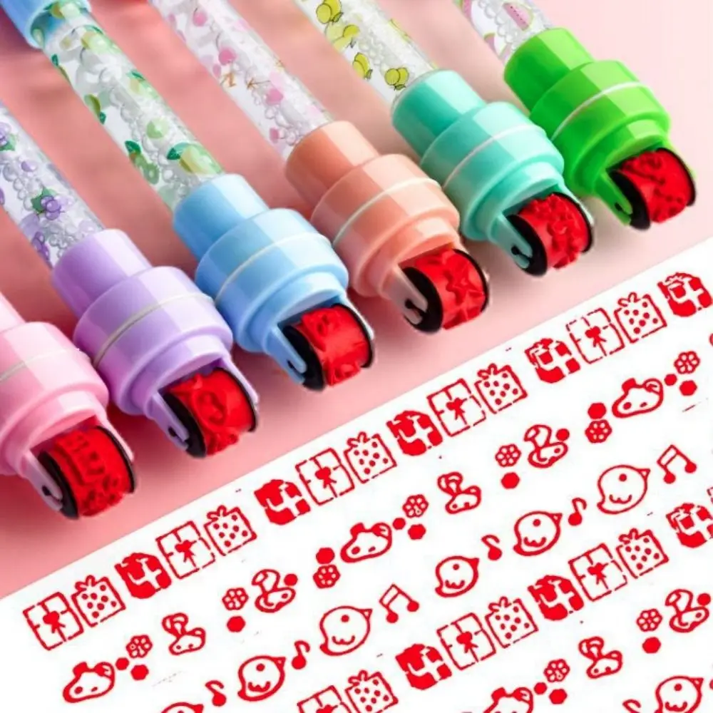 Novetly With Light Bubbler Pen With Stamp 5 In 1 Fidget Seal Roller Stamp Pen Sensory Writing Signing Bubble Blowing Student