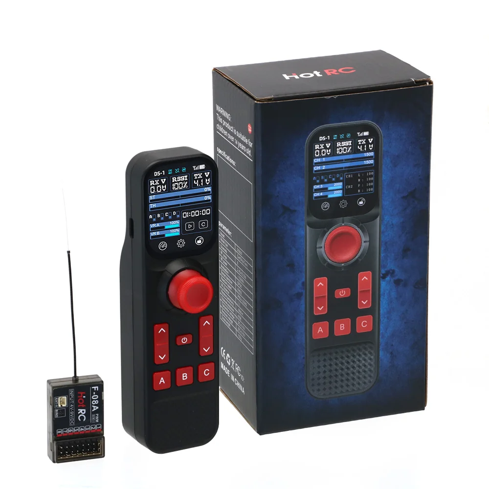 Émetteur RC Hotrc DS-800 8CH 2.4GHz avec Récepteur F-08A pour Voiture Bateau