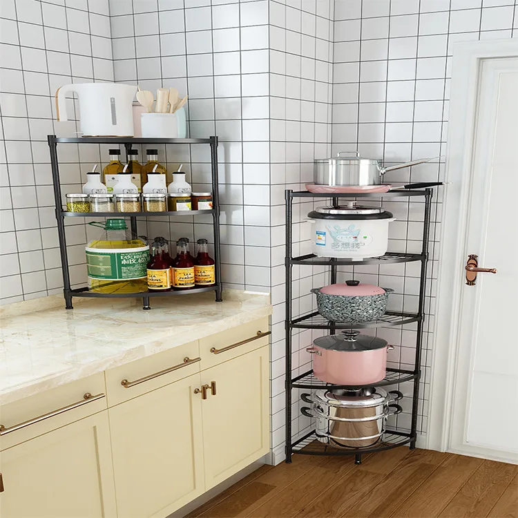 Kitchen Details Iron Corner Shelf Organizer in Grey 