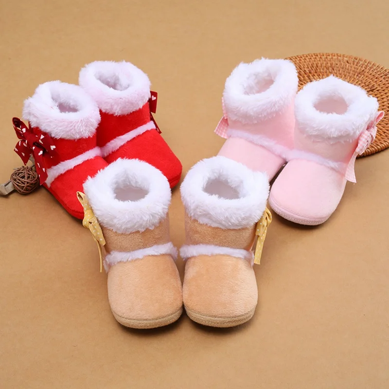 Newborn Baby Girl Plush Snow Booties Keep Warm Shoes Non-Slip Sneaker Walking Soft-Soled Breathable Comfortable First Walkers 1