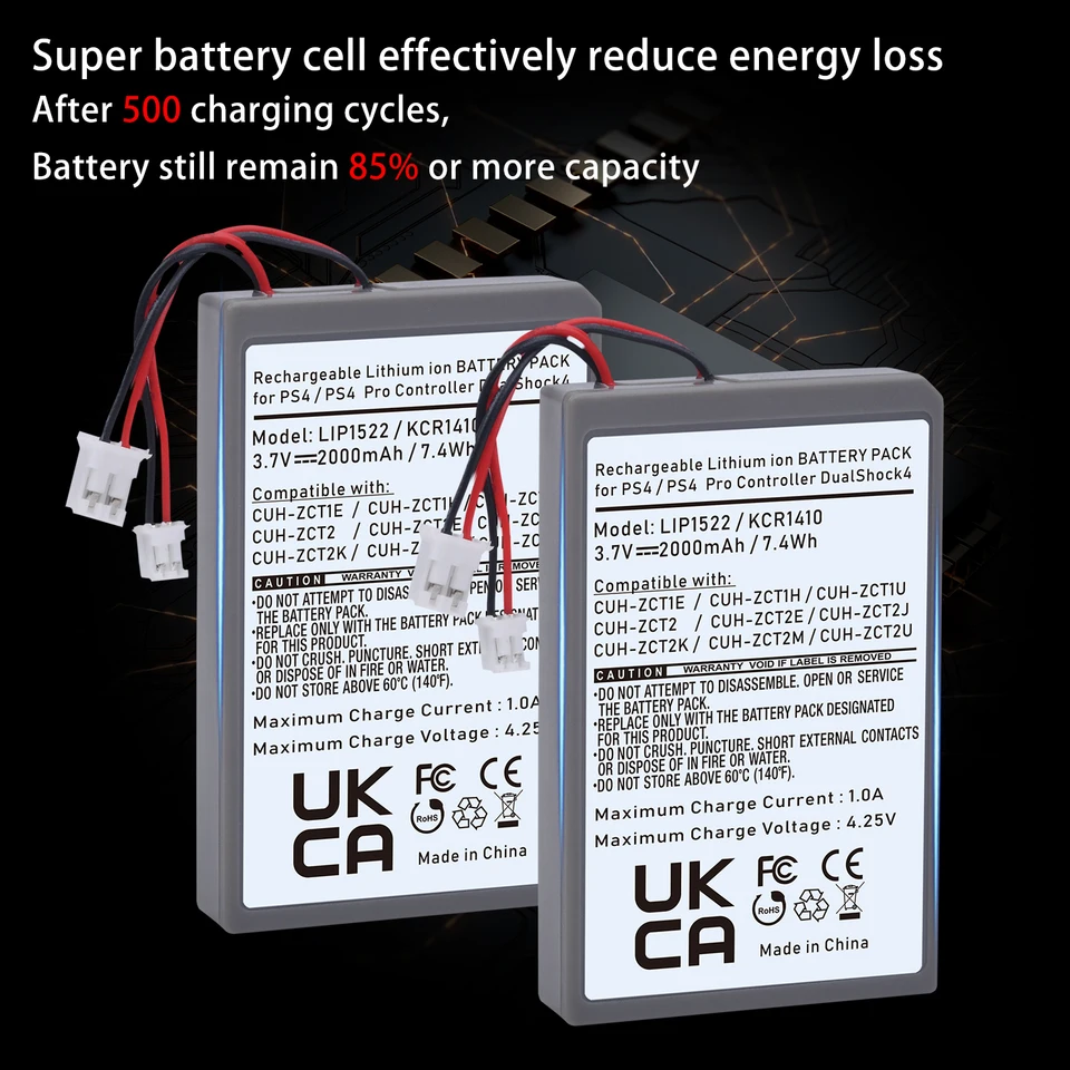 Batterie De Rechange JLK Pour Manette PS4 (DualShock 4 V1 Et V2) - 3 Ans Garantie