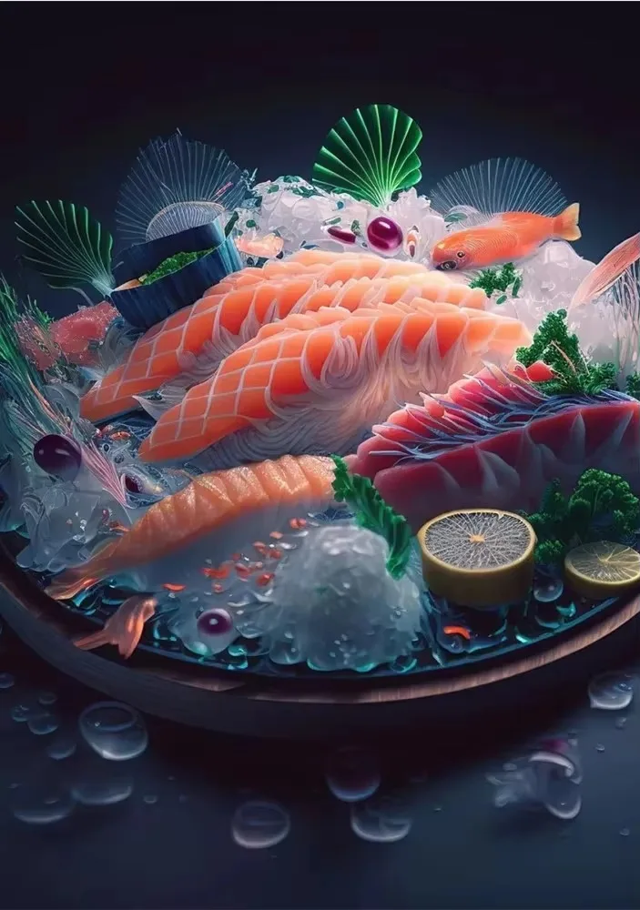 Japanese Salmon Sushi Canvas Wall Art - Cute Aesthetic Poster for Kitchen and Home Decor