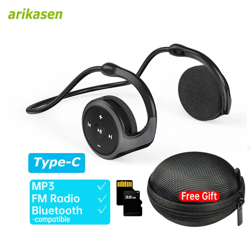 MP3 Player FM Radio Wireless Headphones in Type-C