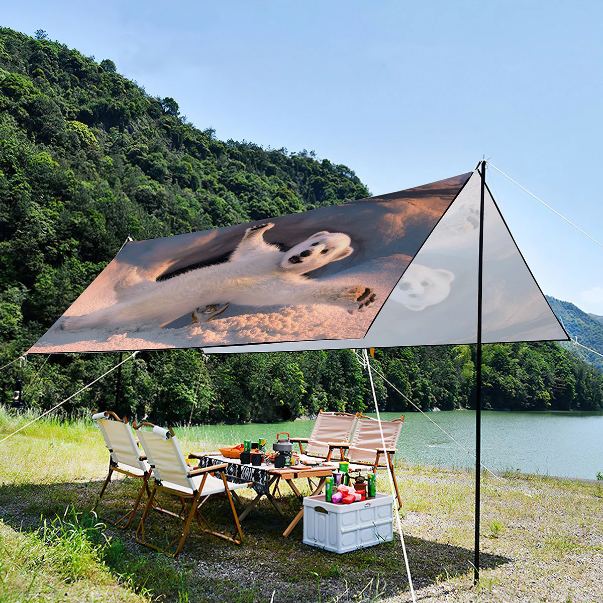 

Polar Bear Waterproof Portable Sunshade Canopy For Family And Friend,Lightweight And UV Protection Oxford Tent For Beach Party