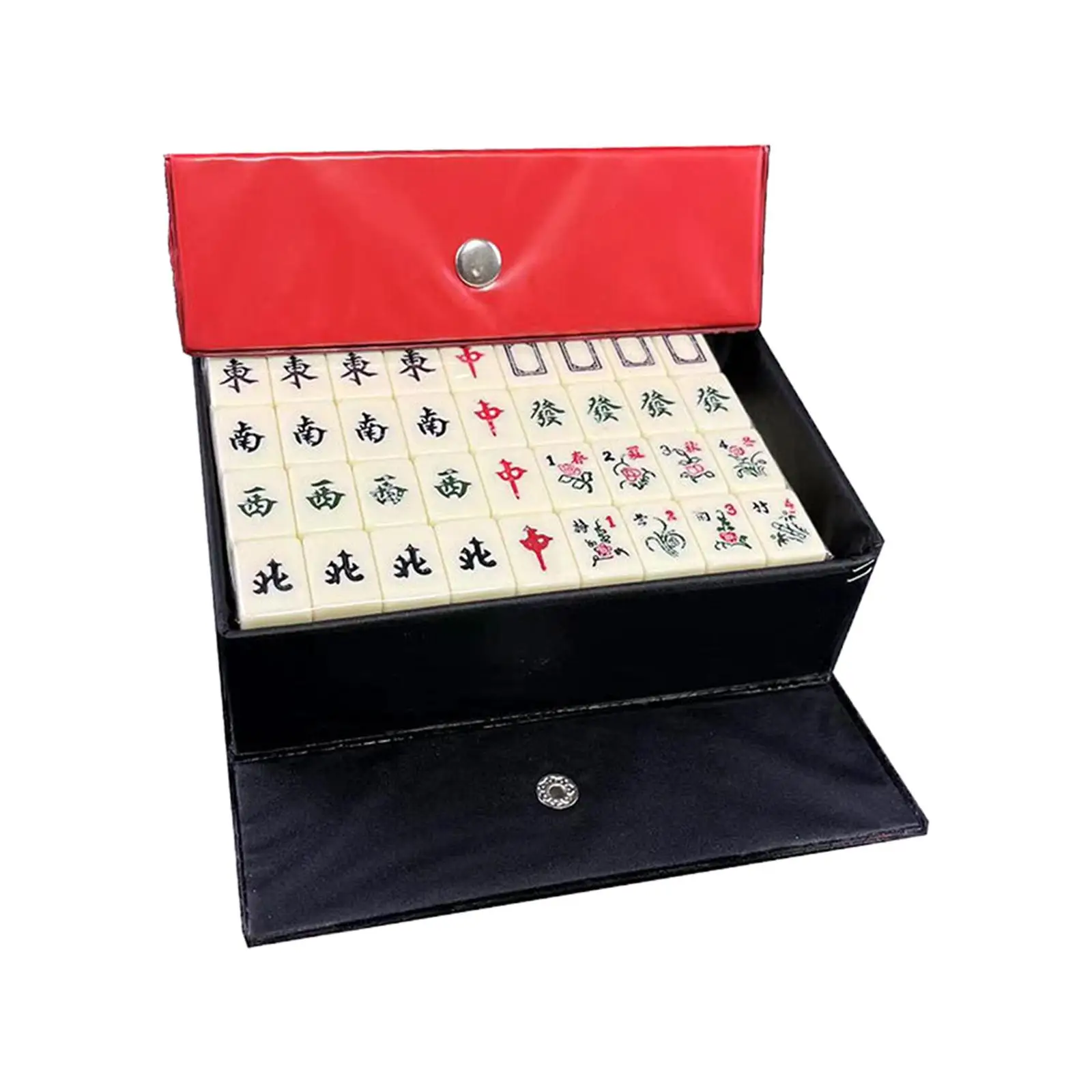 Portable 144 Tiles Acrylic Mahjong with Carrying Case Table Game Friends Leisure Time Chinese Mahjong Game Set for Home Party