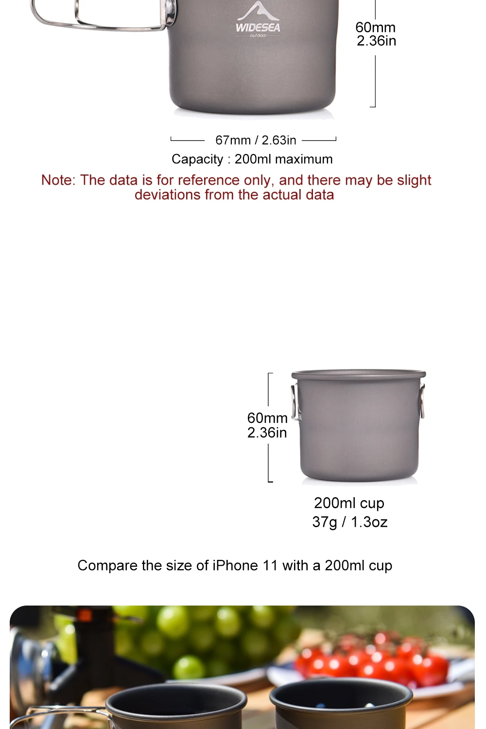 Description Picture 2 of itemWidesea Camping Mug Outdoor Coffee Tea Aluminum Cup Tourism Tableware Picnic Cooking Supplies Equipment Tourist Trekking Hiking