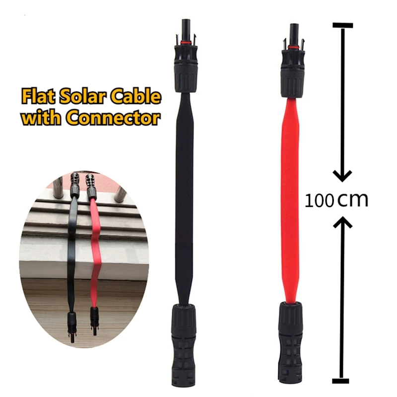 Ultra Flat Solar Flexible Cable 1M 1500V 90 Degree Bend Photovoltaic Extension Cord