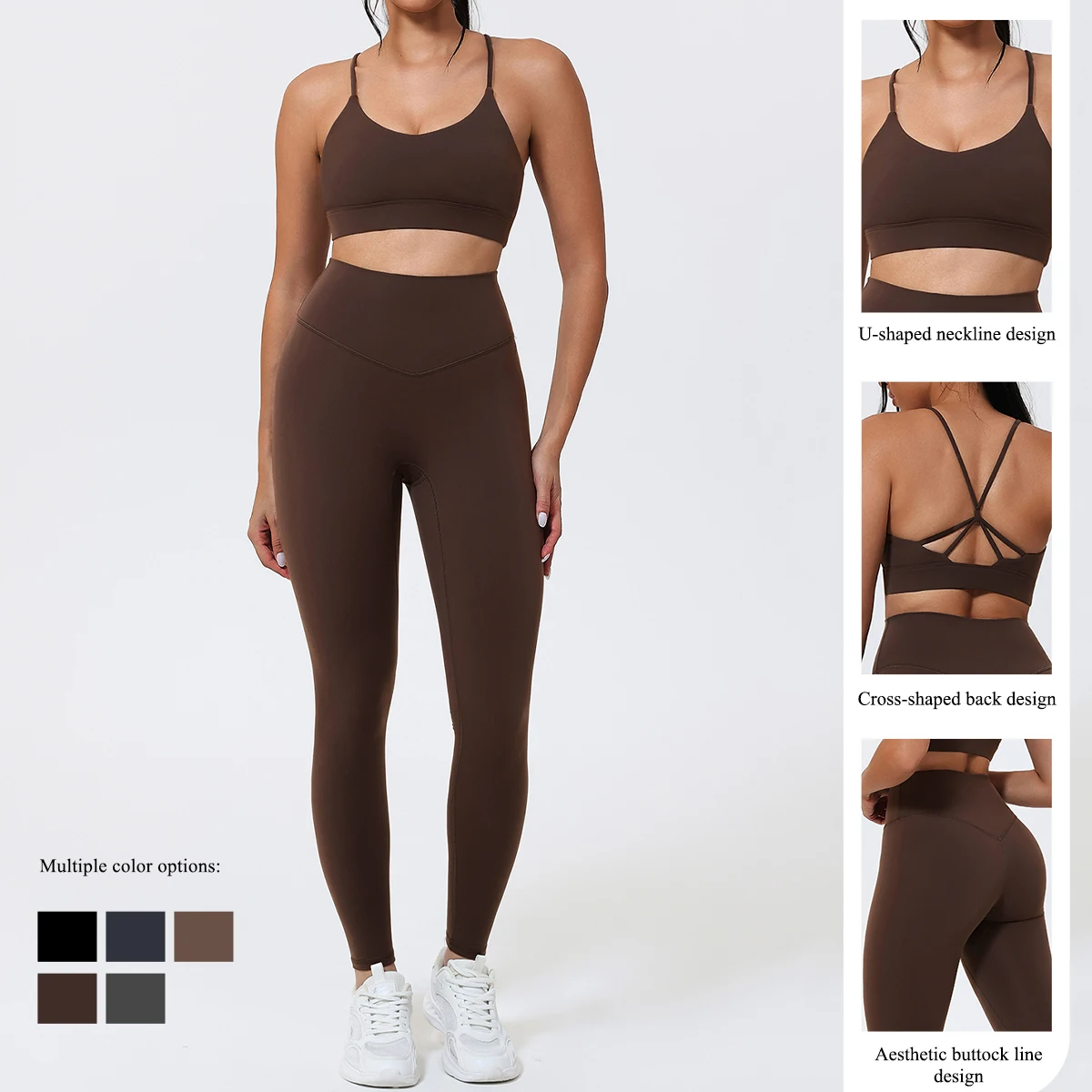 Hearuisavy Women's Sports Set 2Pcs Breathable Push Up Fitness Top Gym Running Shock Proof Pilates Yoga Bra High Waist Sweatpants - תמונה 2