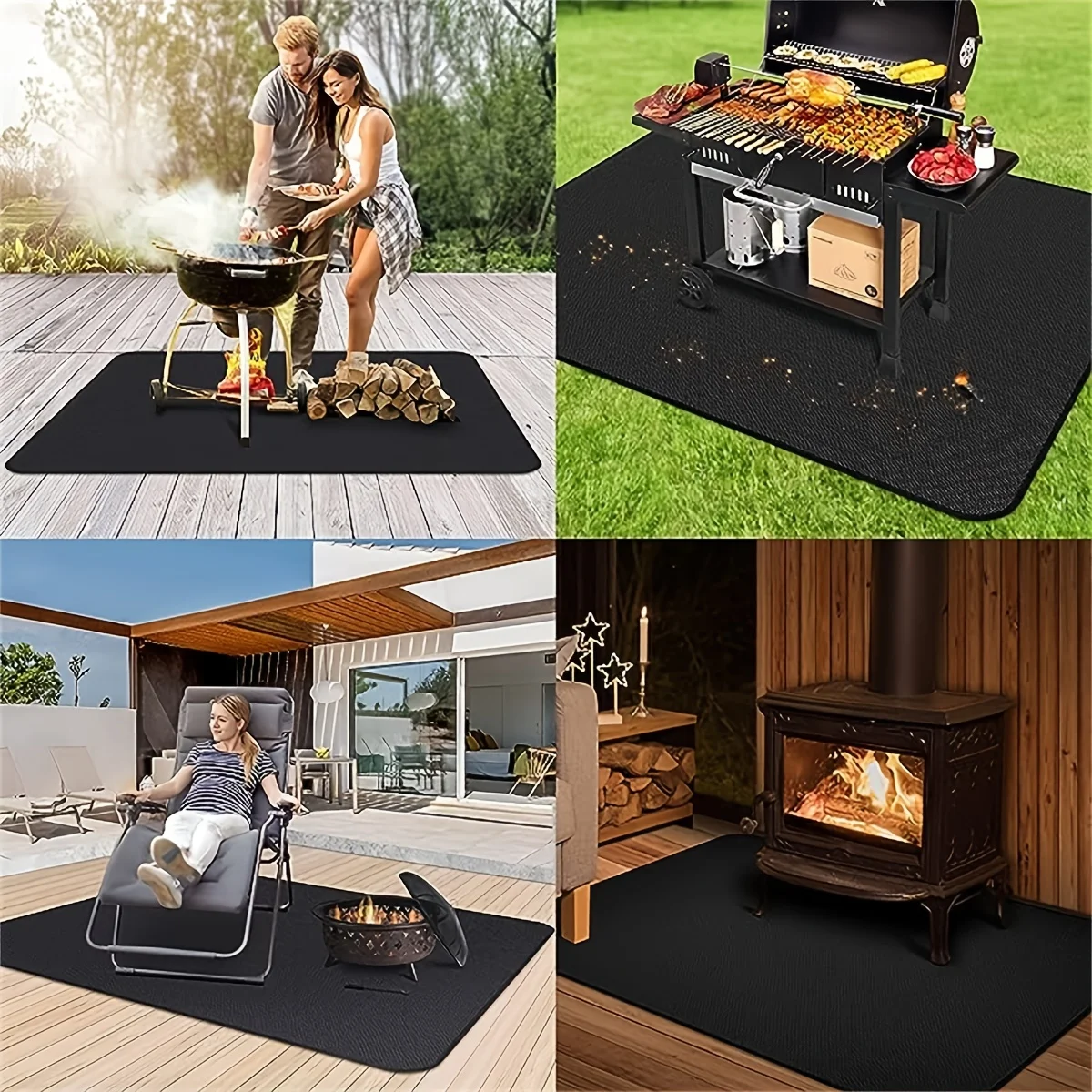 Grill Mat 1pc Fireproof & Waterproof Reusable BBQ Accessory for Deck Protection Perfect for Halloween Christmas Weddings for BBQ Grill Mat