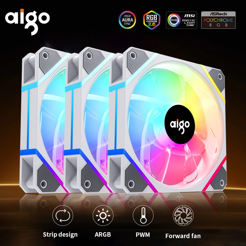 AIGO AM12PRO Ventoinha Computer fan 120mm 4pin PWM ARGB 3pin 5V cooling fan rgb Air blower cpu fan 12cm Chassis fan