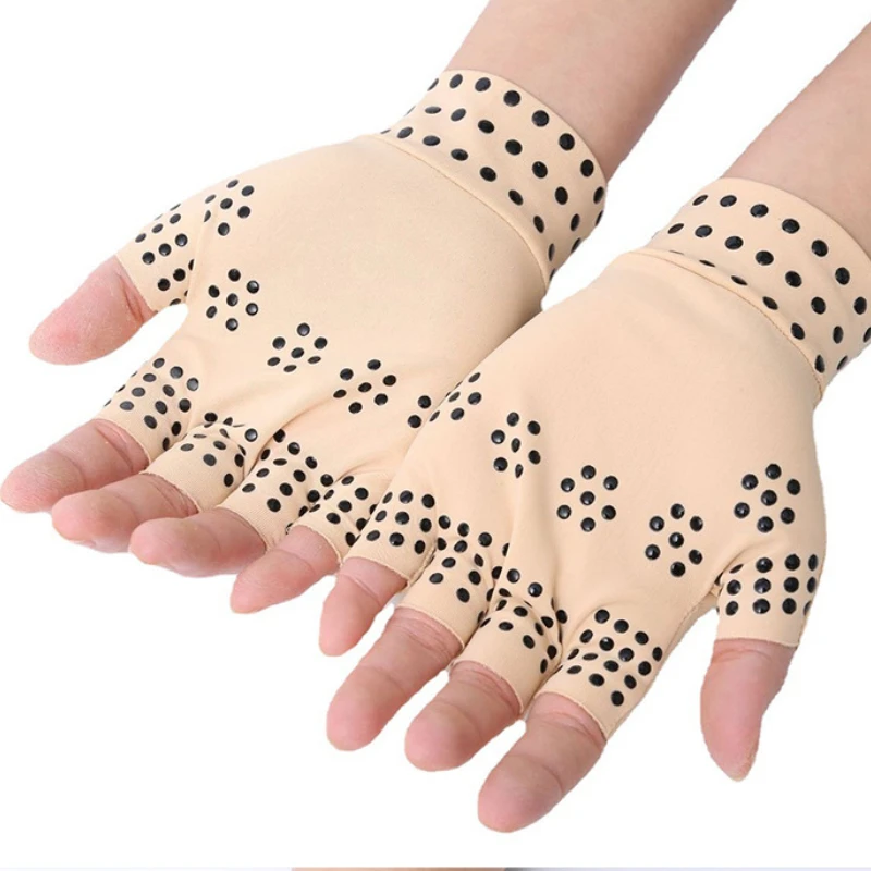 

1 Pair Magnetic Therapy Fingerless Body Massage Gloves Arthritis Pain Relief Heal Joints Braces Supports Health Foot Care Tool