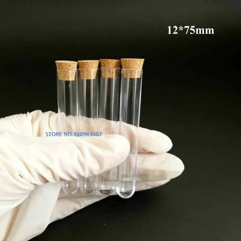 Hard Plastic Test Tubes with Cork Stopper for Experiments Dia 12mm To 25mm Length From 60mm To 150mm lab glass supplies 50pcs/lot
