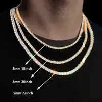 Collier à maillons de Tennis Hip Hop pour hommes et femmes, pierre CZ scintillante, bijoux à la mode, chaîne Fine de 3MM 4MM 5MM, fermoir à ressort 1
