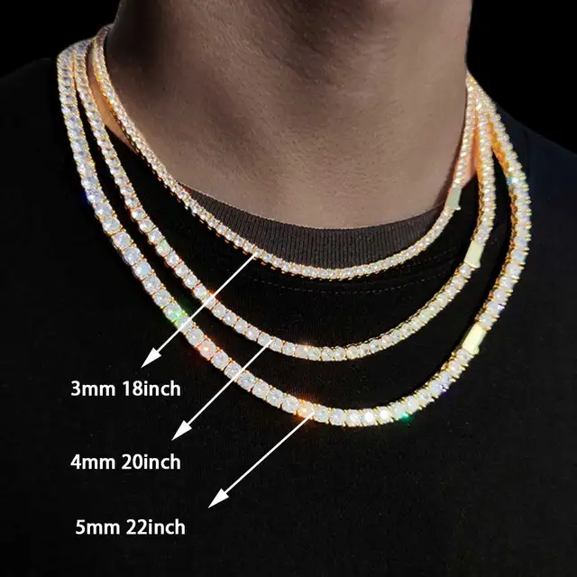 Collier à maillons de Tennis Hip Hop pour hommes et femmes, pierre CZ scintillante, bijoux à la mode, chaîne Fine de 3MM 4MM 5MM, fermoir à ressort 1