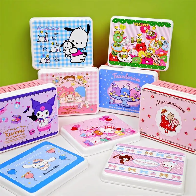 

Sanrio Miniso Hello Kitty Storage Box Kawaii Anime Cute Cartoon My Melody Moisture Proof Portable Sealed 9-Grid Medical Box Toy