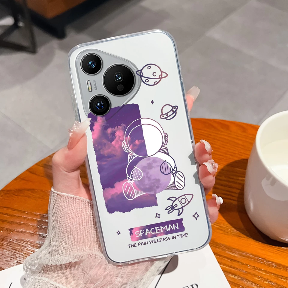 Astronaut Girl Clear Shockproof Durable Silicone Phone Case