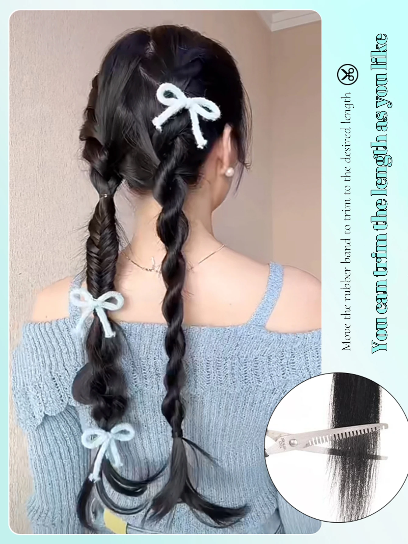 Synthetic Hair Long Twist Braid Extensions Colorful Ponytail