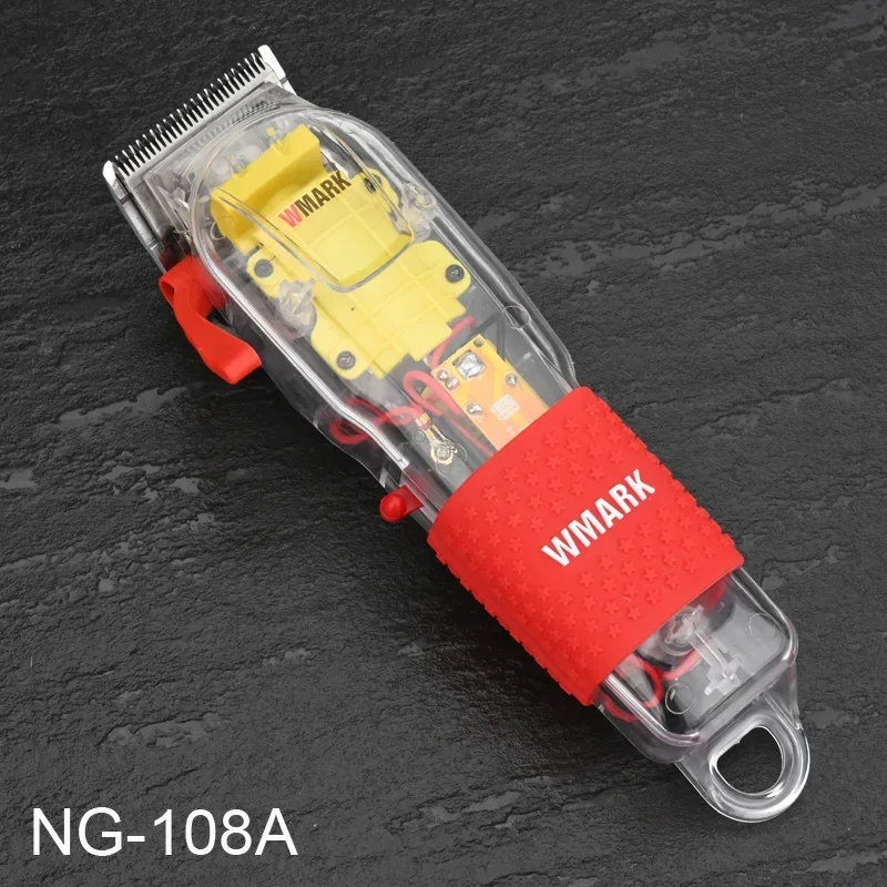 새로운 WMARK NG-108 충전식 헤어 커팅 머신, 미끄럼 방지 커버, 헤어 클리퍼 트리머, 투명 커버