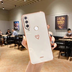 Luxury Plating Love Heart Mirror Phone Case for P smart Plus 2019 (AX White)