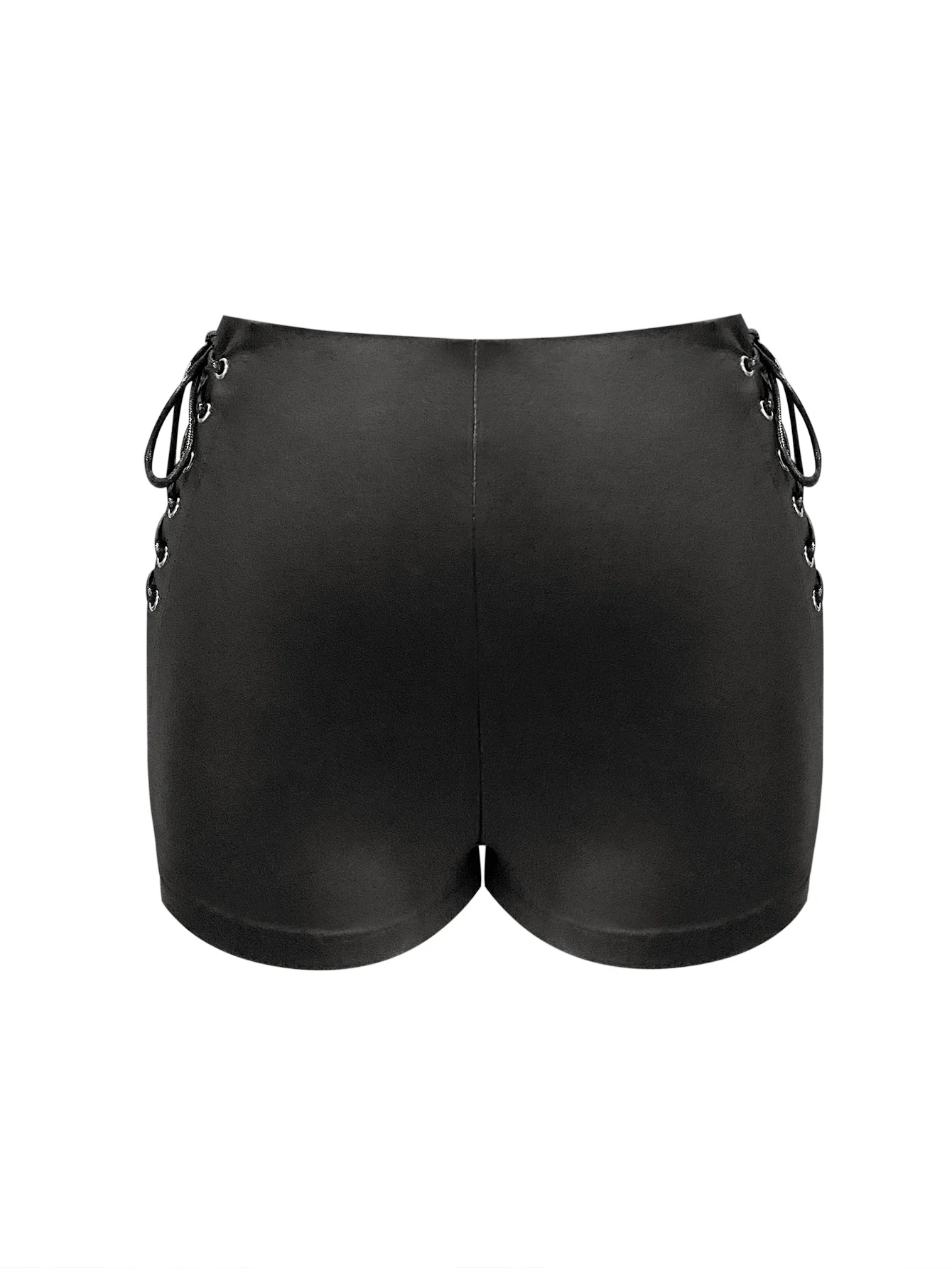 LW-Short taille haute en faux cuir pour femme, design bandage, fesses, élastique, serré, sexy, bottes, mince