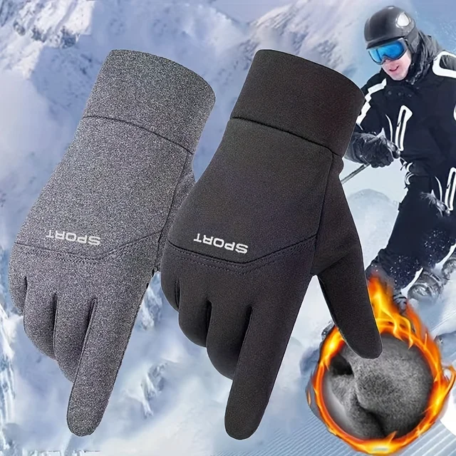 Men Winter Waterproof Cycling Gloves Outdoor Sports Ski Running Motorcycle Touch Screen Fleece Gloves Non-Slip Warm Full Fingers 1