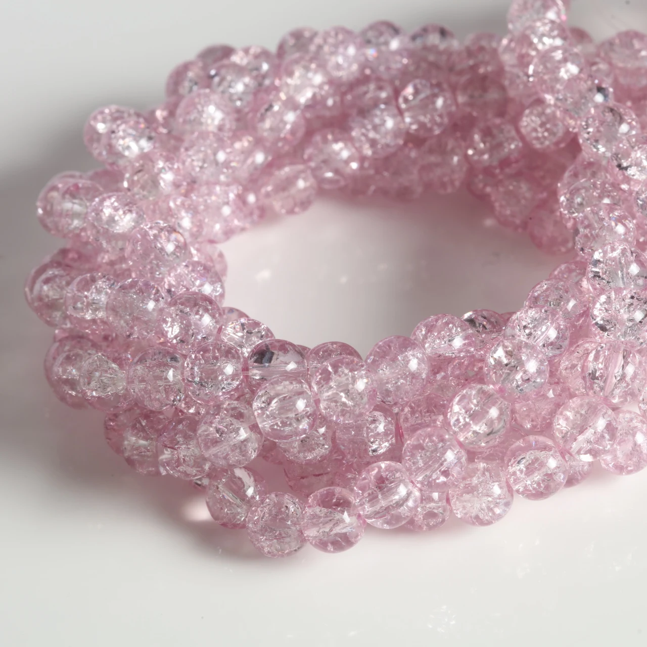 Elegant Pink Crackled Glass Beads for Handmade Jewelry Crafts