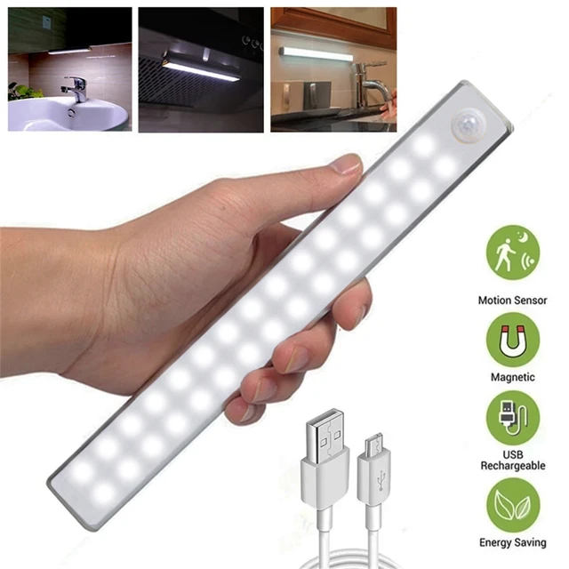 Luz Nocturna LED inalámbrica con Sensor de movimiento, lámpara de noche  para armario, cocina, dormitorio, Detector, luz de fondo para armario y  escalera - AliExpress