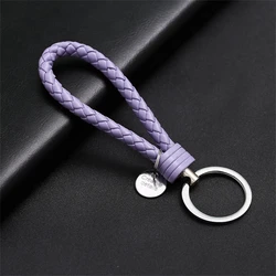 Braided PU Leather Wristlet Keychain Strap - Stylish Accessory (Purple)