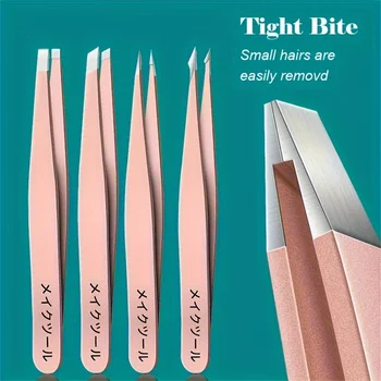 Conjunto de 1/4 peças de pinças profissionais para remoção de pelos das sobrancelhas, perfeito para remover com facilidade e sem esforço. 1